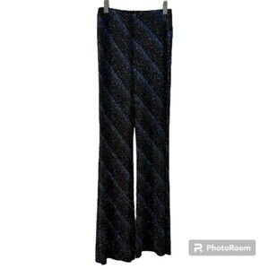 Hi Sense Womens Black Blue Glitter Pull On Low Rise Wide Leg Pants 70s 90s Sz SM